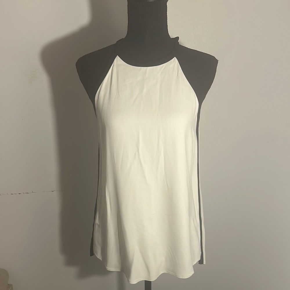 Zara Cream and Gray Sleeveless Tank Top